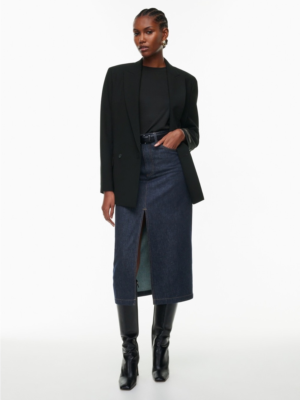 Aritzia Babaton Prosper Denim Jean Maxi Skirt (Rich Iris Blue)